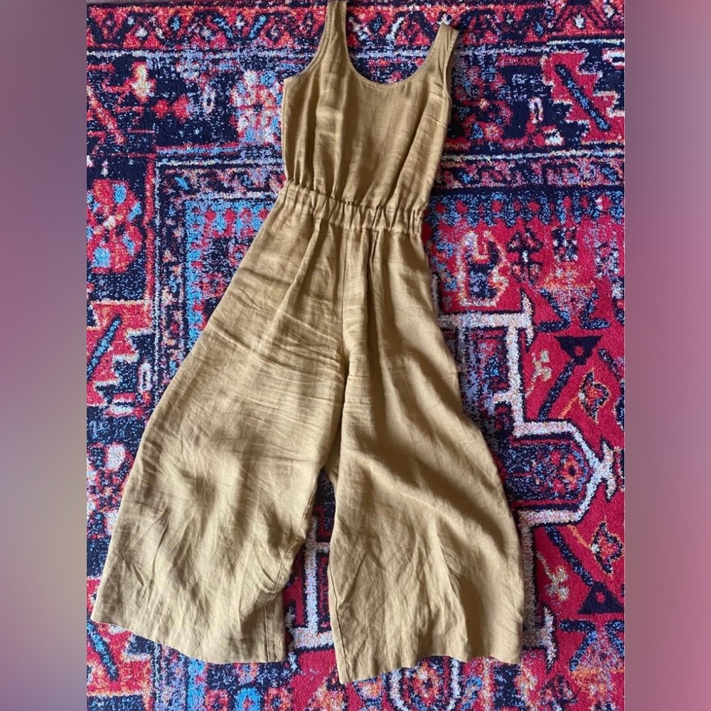 notPERFECTLINEN Gold Linen Jumpsuit